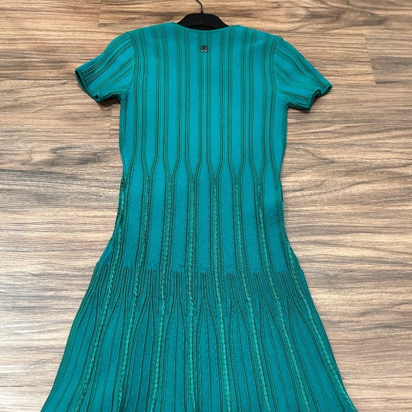 NWOT Roberto Cavalli Dress size EU 40 US 8 Green Short Sleeve V-neck Bodycon - Picture 3 of 15